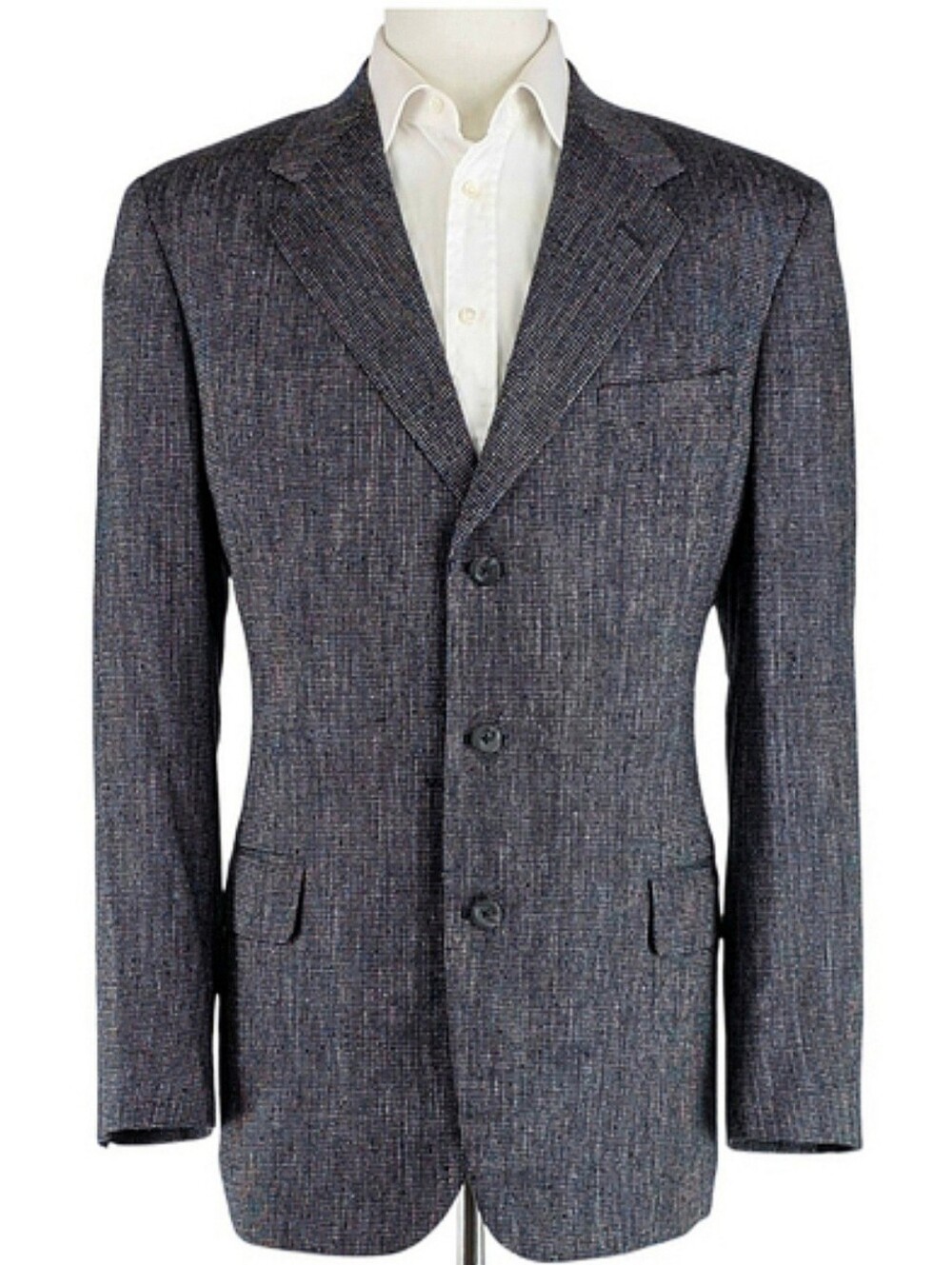 Americana Heritage H. Freeman & Son Wool Tweed Blazer Men 46R Navy Gray Textured